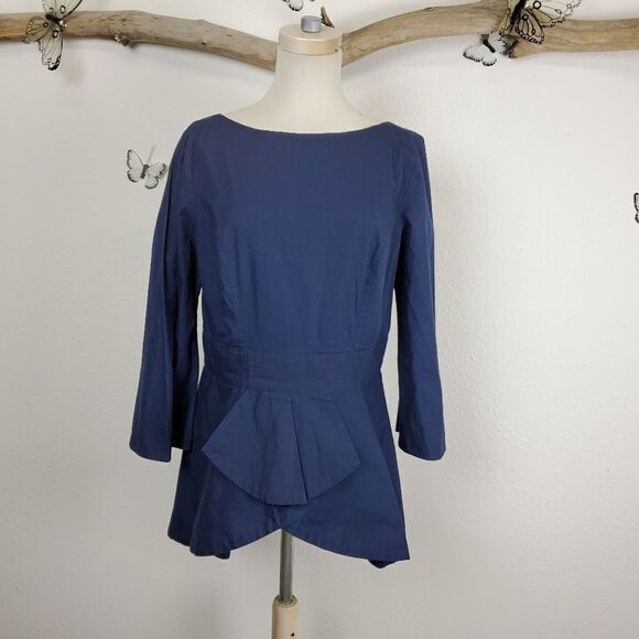 Eshakti blue long sleeve tailored peplum top - Picture 1 of 8